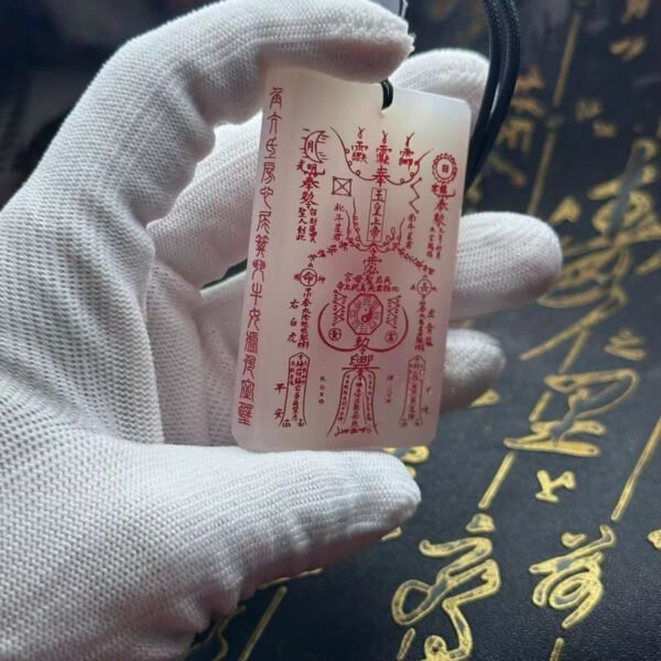 Hand - Carved White Jade Amulet: Bring Peace and Good Fortune - Image 3