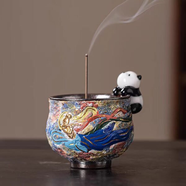 Chinese - style Panda Incense Burner: The curling incense smoke soothes your spirit, helps focus your mind, and guides you to inner balance.