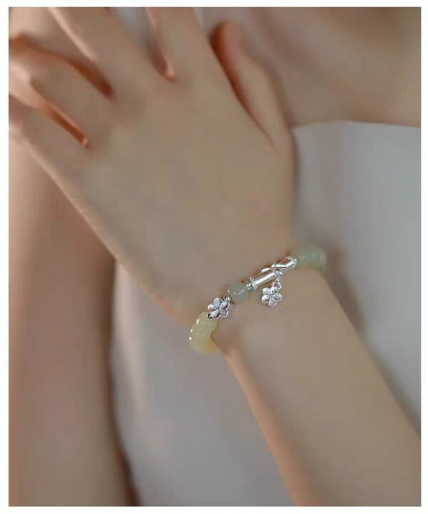 Flower - Embellished Jade Bracelet: Attract Your Love